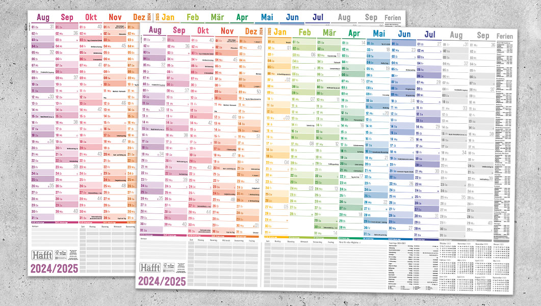 Schuljahres Wandkalender 2024 2025 - Übersicht