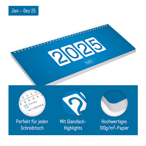 Tischkalender 2025 Königsblau - Aufbau
