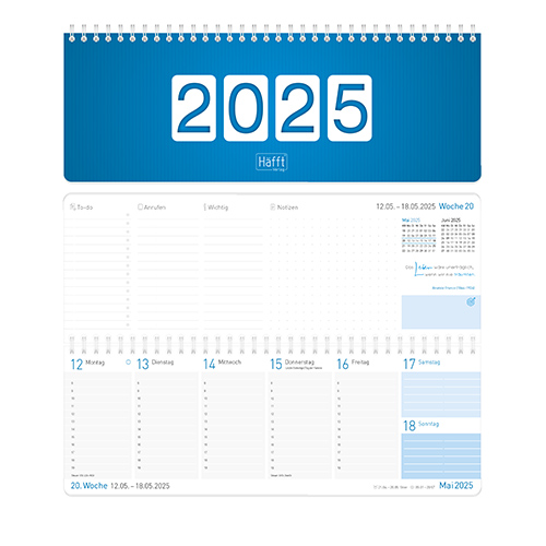Tischkalender 2025 Königsblau - Beispiel