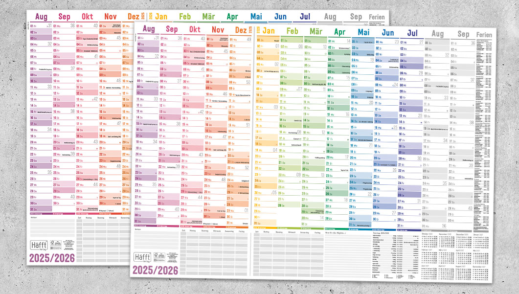 Schuljahres-Wandkalender - Übersicht