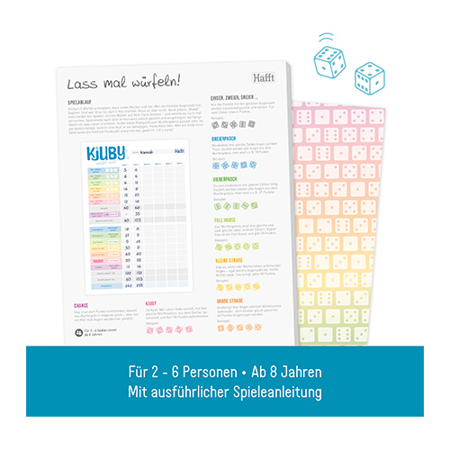 Häfft Würfelspiel-Block A5 Kjuby-für 6 PersonenHäfft Würfelspiel-Block A5 Kjuby-für 6 Personen